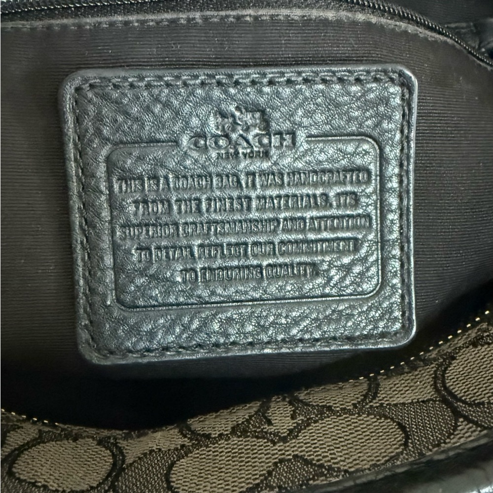 Authentic Coach Signature Black Grey Zip Top Tote Bag - Picture 12 of 13